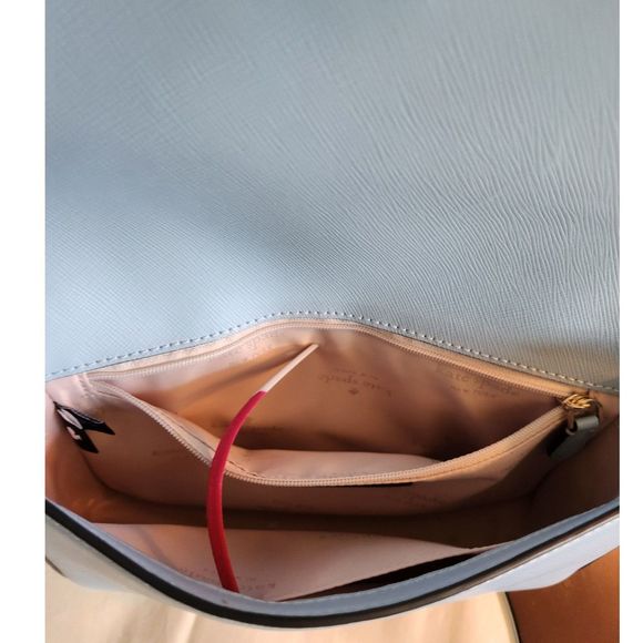 Kate Spade Sadie Envelope Leather Crossbody Purse Celeste Blue - Picture 5 of 5